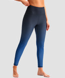 women's UV protection zipper pocket lined leggings in gradient black blue - side view