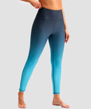 women's UV protection zipper pocket lined leggings in gradient gray cyan - front view