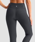 women's UV protection zipper pocket lined leggings in gray - back view