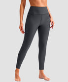 women's UV protection zipper pocket lined leggings in gray - front view
