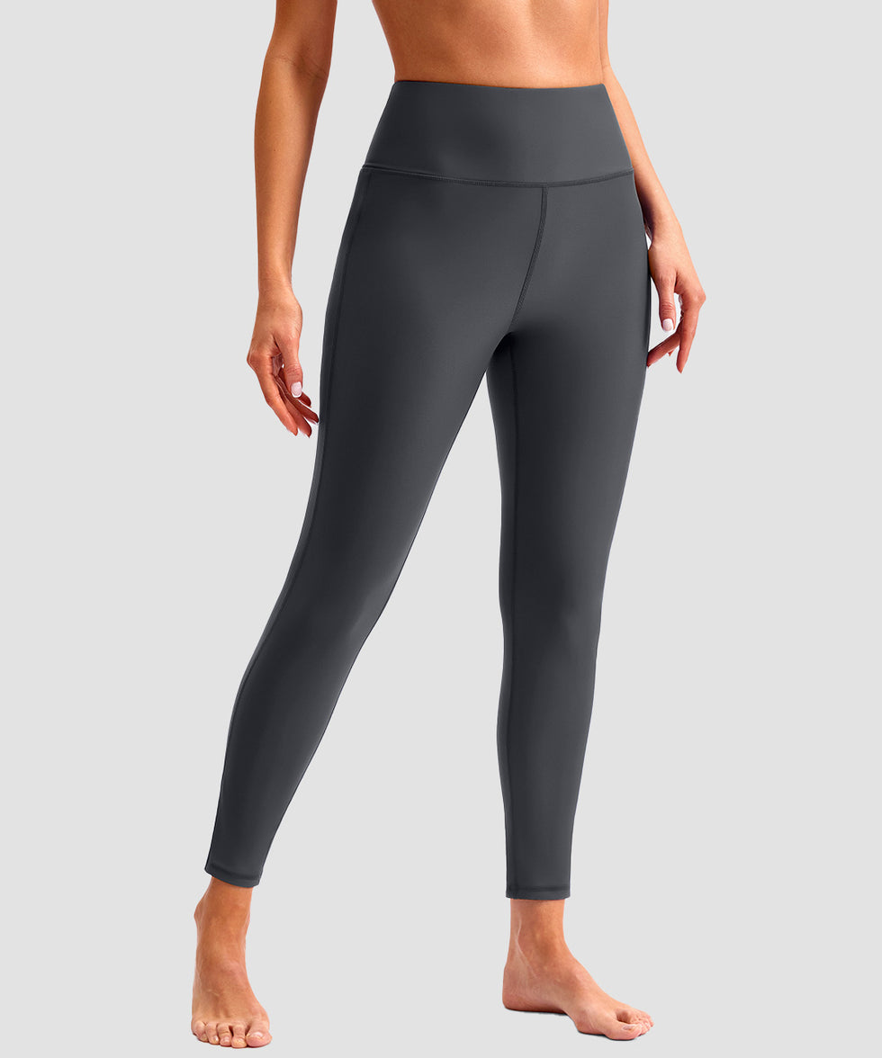 women's UV protection zipper pocket lined leggings in gray - front view