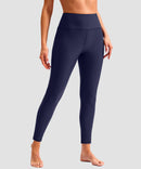 women's UV protection zipper pocket lined leggings in navy - front view