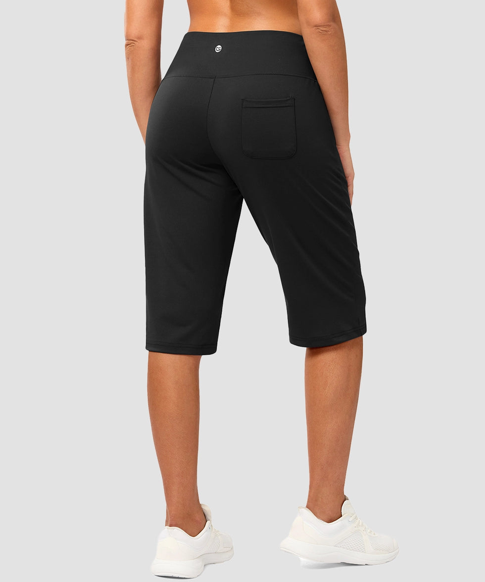 women's bermuda shorts with pockets 14" in black - back view