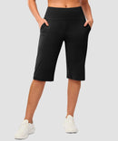 women's bermuda shorts with pockets 14" in black - front view