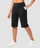 women's bermuda shorts with pockets 14" in black - pocket detail
