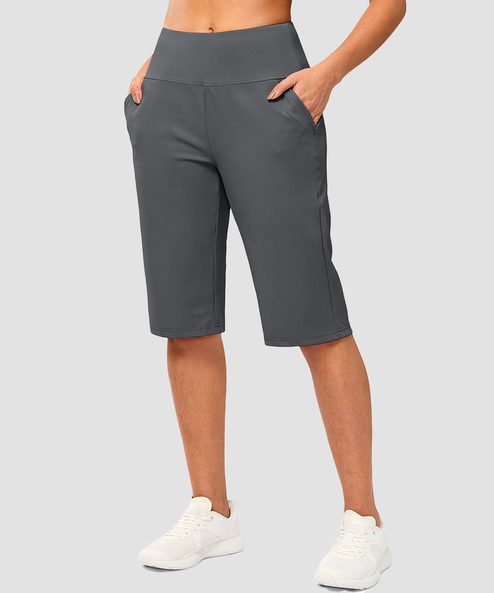 women's bermuda shorts with pockets 14" in dark gray - pocket detail