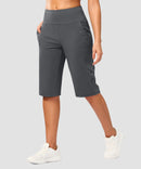 women's bermuda shorts with pockets 14" in dark gray - side view