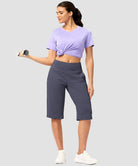 women's bermuda shorts with pockets 14" in dusty blue - matching outfits view