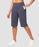 women's bermuda shorts with pockets 14" in dusty blue - side view