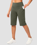 women's bermuda shorts with pockets 14" in gray sage - pocket detail