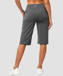 women's bermuda shorts with pockets 14" in heather charcoal - back view