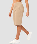 women's bermuda shorts with pockets 14" in light khaki - side view