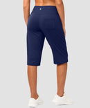 women's bermuda shorts with pockets 14" in navy - back view