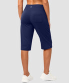 women's bermuda shorts with pockets 14" in navy - back view