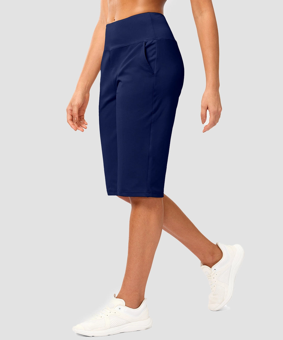 women's bermuda shorts with pockets 14" in navy - side view
