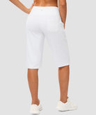 women's bermuda shorts with pockets 14" in white - back view