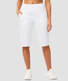 women's bermuda shorts with pockets 14" in white - front view