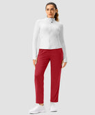 women's contrast stripe zip pockets track pants 28'' in dark red - matching outfits view