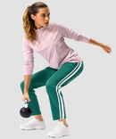 women's contrast stripe zip pockets track pants 28'' in forest green - matching outfits view