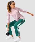 women's contrast stripe zip pockets track pants 28'' in forest green - matching outfits view