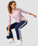 women's contrast stripe zip pockets track pants 28'' in navy - matching outfits view