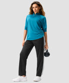 women's contrast stripe zip pockets track pants 30''/32'' in black - matching outfits view
