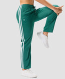 women's contrast stripe zip pockets track pants 30''/32'' in forest green - side view