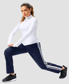 women's contrast stripe zip pockets track pants 30''/32'' in navy - matching outfits view