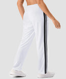 women's contrast stripe zip pockets track pants 30''/32'' in white - back view