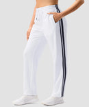 women's contrast stripe zip pockets track pants 30''/32'' in white - pocket detail