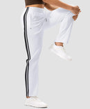 women's contrast stripe zip pockets track pants 30''/32'' in white - side view