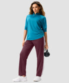 women's contrast stripe zip pockets track pants 30''/32'' in wine - matching outfits view
