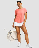 women's crew neck curved-hem sun tee in coral - matching outfits view