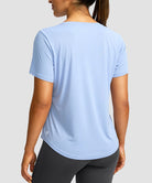 women's crew neck curved-hem sun tee in light blue - back view