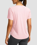 women's crew neck curved-hem sun tee in light pink - back view