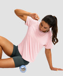 women's crew neck curved-hem sun tee in light pink - matching outfits view