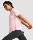 women's crew neck curved-hem sun tee in light pink - side view