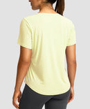 women's crew neck curved-hem sun tee in light yellow - back view