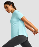 women's crew neck curved-hem sun tee in mint blue - side view