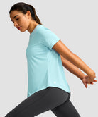 women's crew neck curved-hem sun tee in mint blue - side view