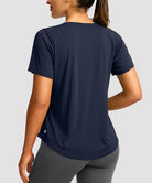 women's crew neck curved-hem sun tee in navy - back view