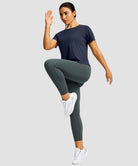women's crew neck curved-hem sun tee in navy - matching outfits view