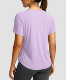 women's crew neck curved-hem sun tee in purple pink - back view
