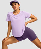 women's crew neck curved-hem sun tee in purple pink - matching outfits view