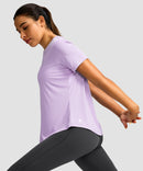 women's crew neck curved-hem sun tee in purple pink - side view
