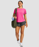 women's crew neck curved-hem sun tee in rosy - matching outfits view