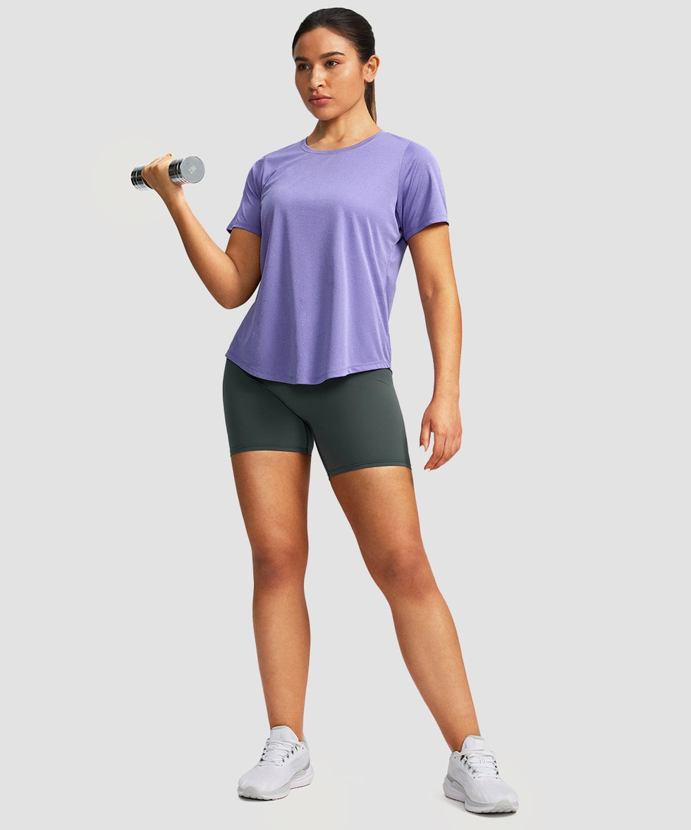 women's crew neck curved-hem sun tee in violet - side view