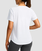 women's crew neck curved-hem sun tee in white - back view