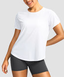 women's crew neck curved-hem sun tee in white - front view