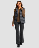 women's crossover thermal flare leggings in dark grey- front view